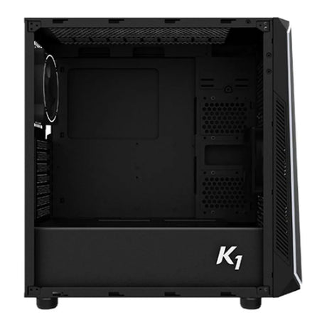Zalman K1 Rev.B Mid Tower PC Casing, Spectrum LED Front Panel, Tempered Glass Side Panel, 2 x Pre-installed 120mm Fans, 380mm GPU Support, Black, 1 Year Warranty | ZM-K1-REV-B