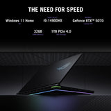 Asus ROG Strix G16 Gaming Laptop, Intel Core i9-14900HX Processor, 32GB DDR5 RAM, 1TB SSD, NVIDIA GeForce RTX 5070 8GB GDDR7, 16" WQXGA 240Hz IPS-Level Display, Windows 11 Home, English & Arabic Keyboard, 1 Year Warranty | G615JPR-G91621W